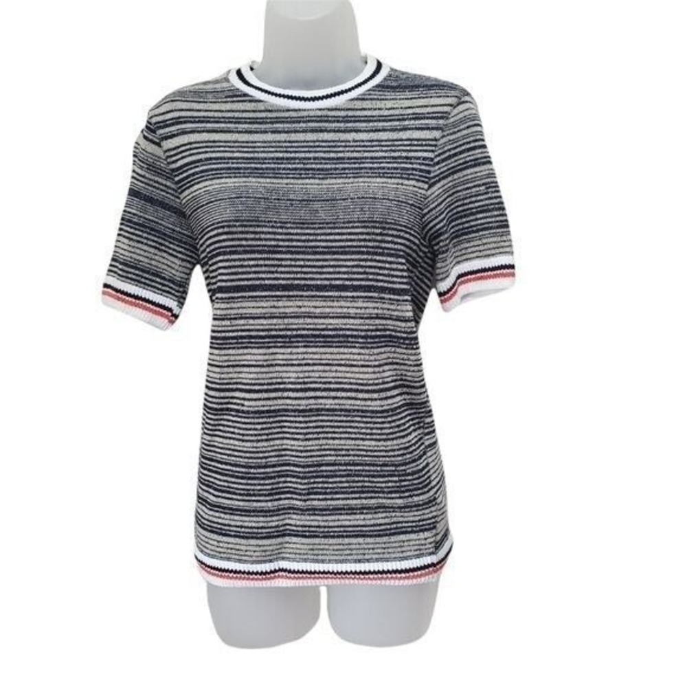 ASOS Womens Nautical Preppy Knit Sweater XXS Navy White Striped Short Sleeve NEW
